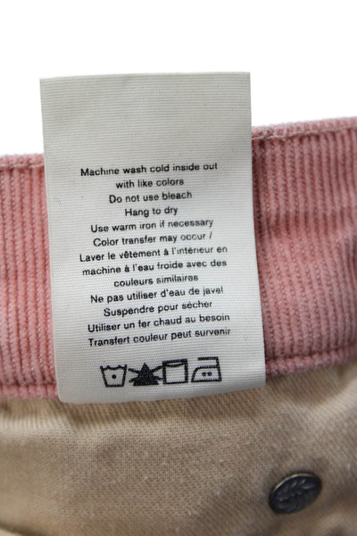 Rag & Bone Womens Cotton Zip Button Slim Leg Corduroy Pants Pink Size EUR 27
