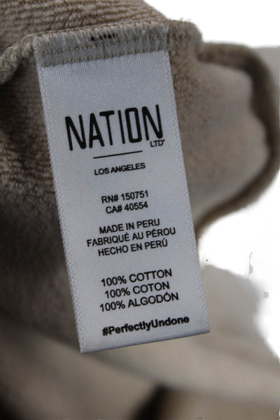 Nation LTD Womens Cotton Long Sleeve Round Neck Knit Top Nude Size S