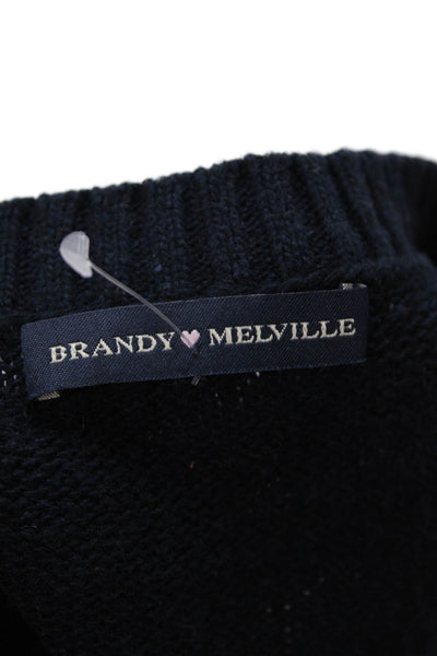 Brandy Melville Womens V Neck Heart Argyle Sweater Vest Navy Red White Small