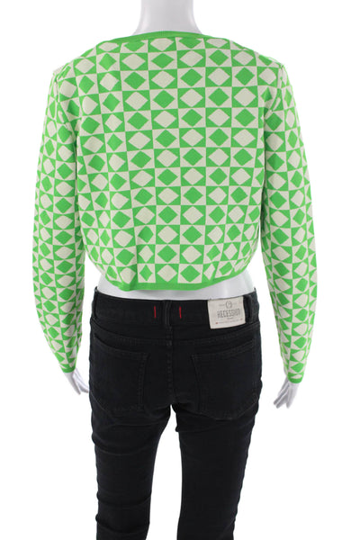 Zara Womens Check Knit Tank Top Cardigan Sweater Set Green White Size Medium