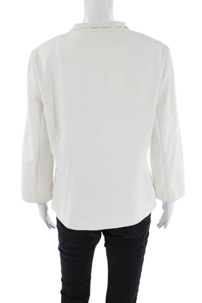 Catherine Catherine Malandrino Womens Open Front Blazer Jacket White Cotton 12