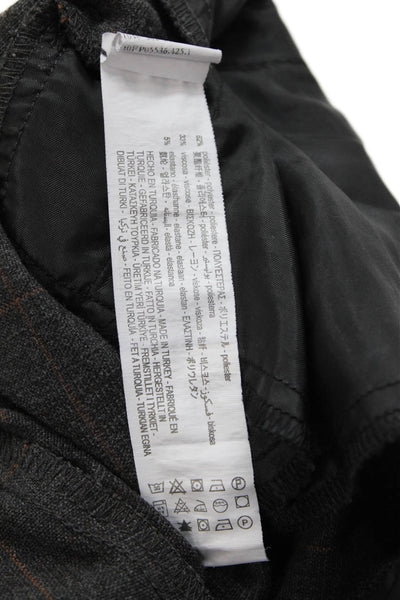 Zara Womens Zipper Fly Mid Rise Pleated Plaid Pants Gray Brown Size Medium