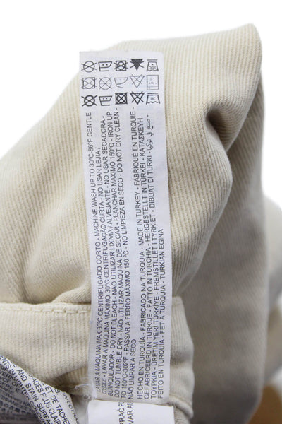 Zara Womens Zipper Fly High Rise Straight Leg Twill Pants Beige Cotton Large