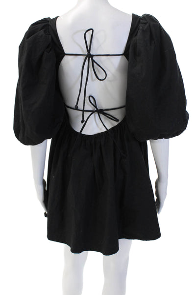 Lovers + Friends Women's Square Neck Puff Sleeves Flare Mini Dress Black Size XS