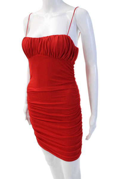 Princess Polly Women's Spaghett Straps Ruched Fitted Mini Dress Red Size 6