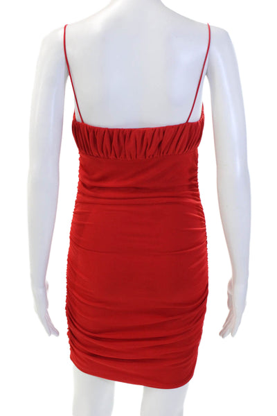 Princess Polly Women's Spaghett Straps Ruched Fitted Mini Dress Red Size 6