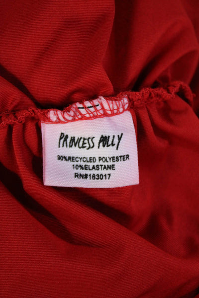 Princess Polly Women's Spaghett Straps Ruched Fitted Mini Dress Red Size 6