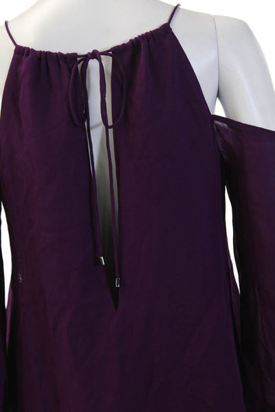 Haute Hippie Women's V-Neck Cold Shoulder Blouse Purple Size XS