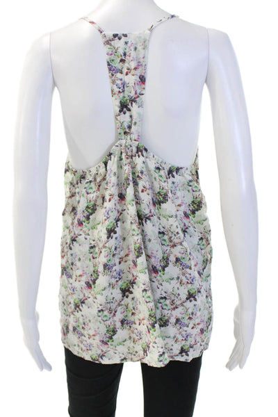 Barneys New York Women's Scoop Neck Spaghetti Straps Silk Floral Blouse Size 8