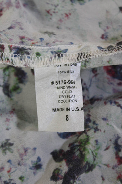 Barneys New York Women's Scoop Neck Spaghetti Straps Silk Floral Blouse Size 8