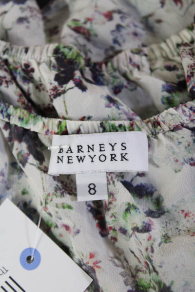 Barneys New York Women's Scoop Neck Spaghetti Straps Silk Floral Blouse Size 8