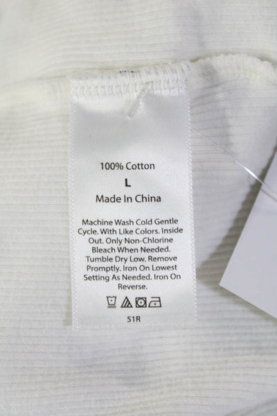 Madim Cotton Ribbed Round Neck Sleeveless Basic Slim Fit Tank Top White Size L