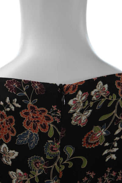 Vince Camuto Womens Floral V Neck Long Sleeve Tie Waist Maxi Dress Black Size L