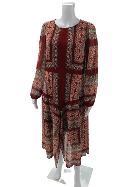 Vince Camuto Womens Long Sleeve Paisley Handkerchief Dress Red Size 12