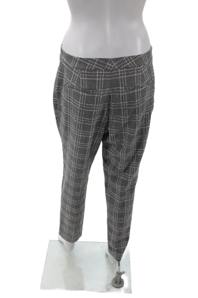 BCBGMAXAZRIA Womens Houndstooth Print Straight Leg Zip Detail Pants Gray Size M