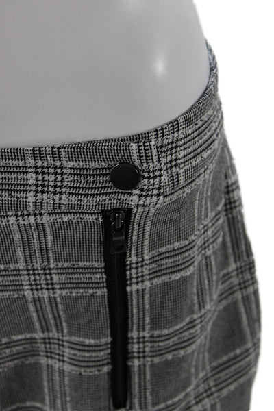 BCBGMAXAZRIA Womens Houndstooth Print Straight Leg Zip Detail Pants Gray Size M