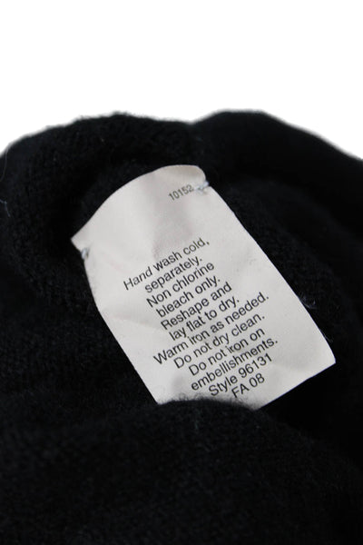 J Crew Womens Cashmere Sequined Round Neck Pullover Sweater Vest Black Size S