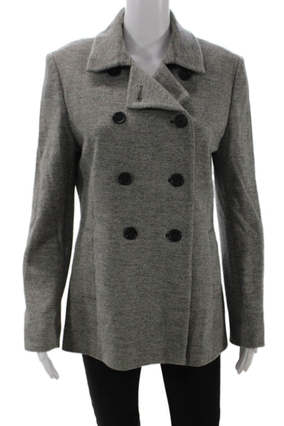 Philippe Adec Womens Wool Collared Double Breasted Jacket Gray Size 6