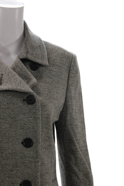 Philippe Adec Womens Wool Collared Double Breasted Jacket Gray Size 6