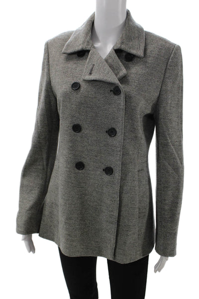 Philippe Adec Womens Wool Collared Double Breasted Jacket Gray Size 6