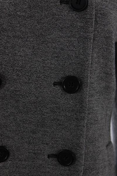 Philippe Adec Womens Wool Collared Double Breasted Jacket Gray Size 6