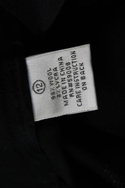 Neiman Marcus Womens Wool Pocketed Wide Legged Pants Black Size 12