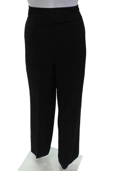 Talbots Womens Wool Side Zippered Pocketed Wide Legged Pants Black Size 12