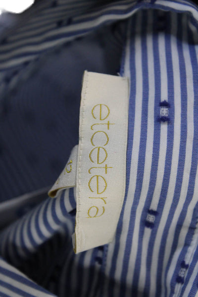 Etcetera Womens Cotton Collared Striped Button Down Blouse Blue Size 12