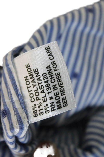 Etcetera Womens Cotton Collared Striped Button Down Blouse Blue Size 12
