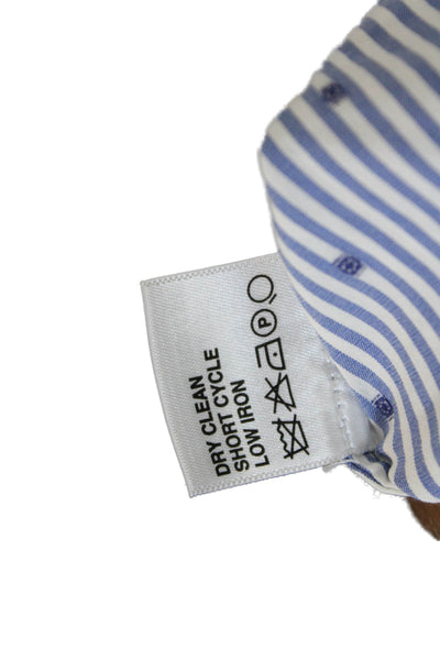 Etcetera Womens Cotton Collared Striped Button Down Blouse Blue Size 12