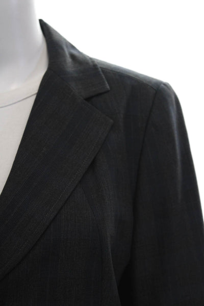 Mark Shale Womens Striped Collared Three Buttoned Blazer Dark Gray Size 10