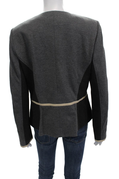 BASLER Womens Full Zippered Color Block Jacket Gray Size 40