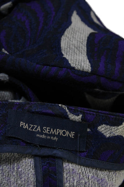 Piazza Sempione Womens Zippered Pocketed Floral Brocade Jacket Purple Size 46