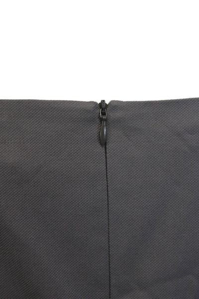Jaeger Womens Cotton Square Neck Long Sleeve Zippered Top Gray Size 14