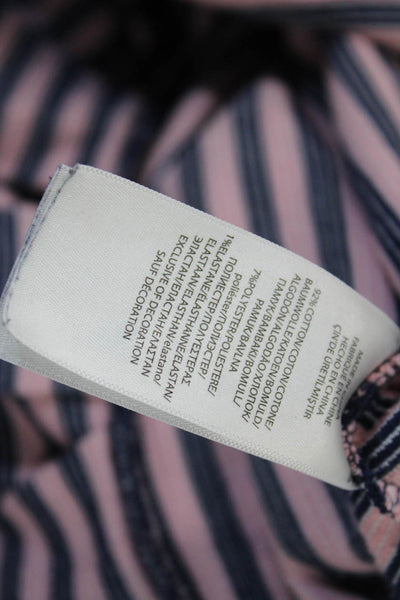 Polo Ralph Lauren Girls Striped Print Pleated Flare Dress Pink Blue Size 8-10