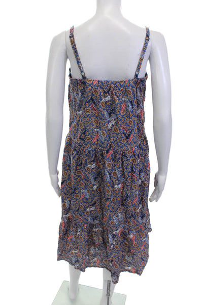 Knox Rose Womens Cotton Floral Print Sleeveless Tiered Dress Blue Size XS