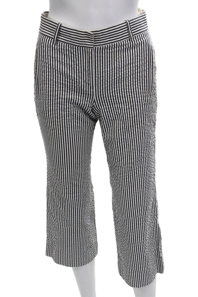 J Crew Womens Cotton Striped Zippered Pocket Detail Pants White Size 2