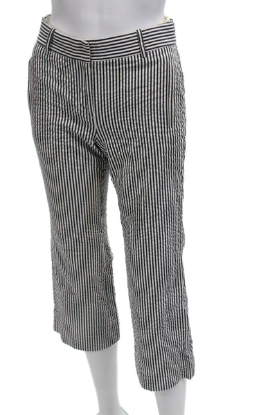 J Crew Womens Cotton Striped Zippered Pocket Detail Pants White Size 2