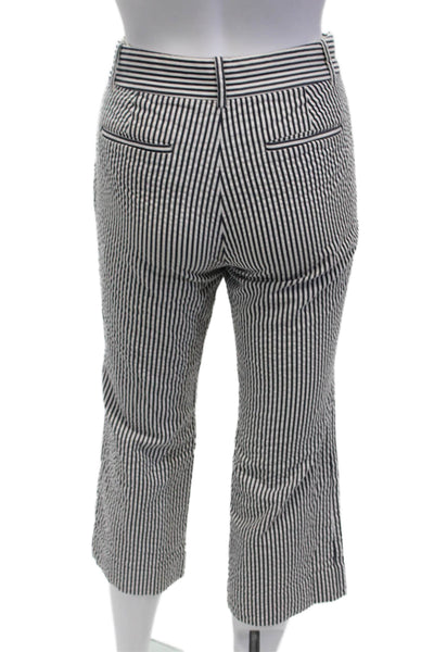 J Crew Womens Cotton Striped Zippered Pocket Detail Pants White Size 2