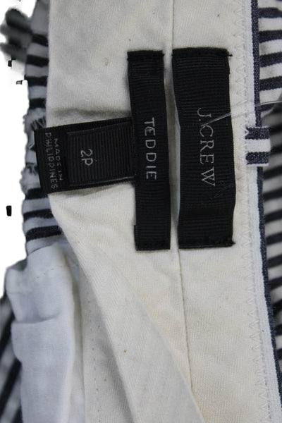 J Crew Womens Cotton Striped Zippered Pocket Detail Pants White Size 2