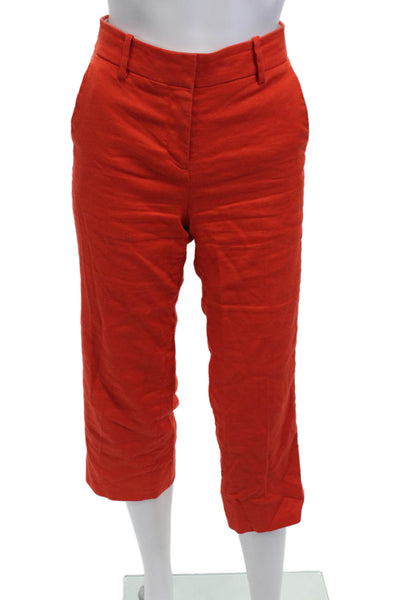 J Crew Womens Linen Four Pocketed Wide Legged Pants Orange Size 00