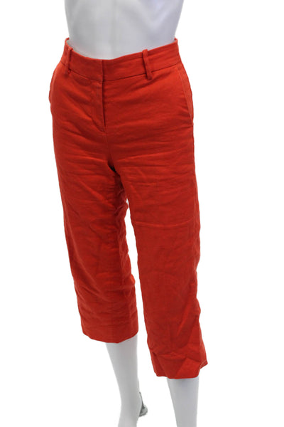 J Crew Womens Linen Four Pocketed Wide Legged Pants Orange Size 00