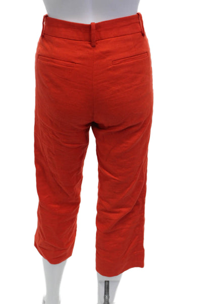 J Crew Womens Linen Four Pocketed Wide Legged Pants Orange Size 00