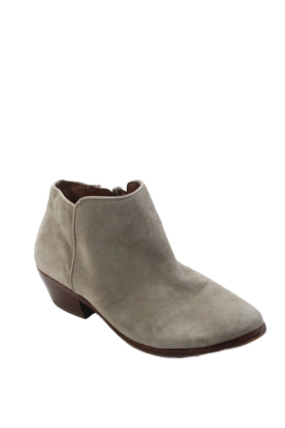 Sam Edelman Womens Suede Side Zippered Heeled Ankle Boots Gray Size 5.5