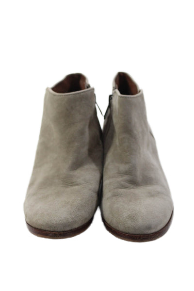 Sam Edelman Womens Suede Side Zippered Heeled Ankle Boots Gray Size 5.5