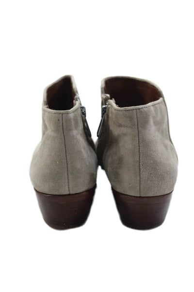 Sam Edelman Womens Suede Side Zippered Heeled Ankle Boots Gray Size 5.5