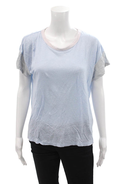 Rag & Bone Womens Linen T-Shirt Blue Size XS