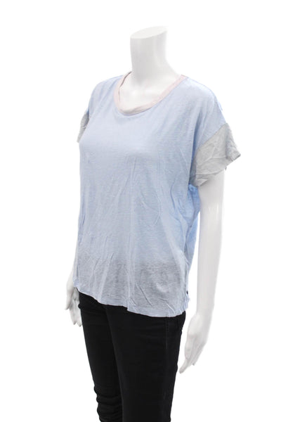 Rag & Bone Womens Linen T-Shirt Blue Size XS