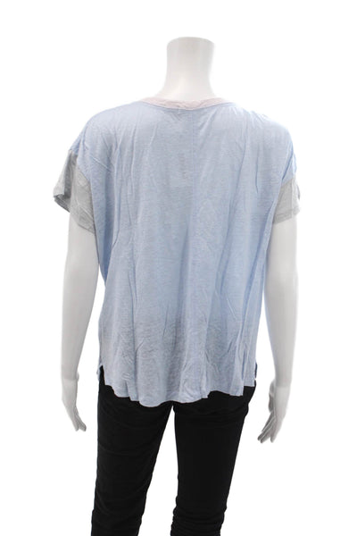 Rag & Bone Womens Linen T-Shirt Blue Size XS