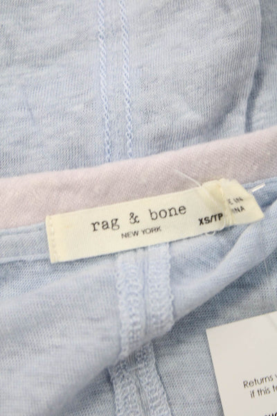Rag & Bone Womens Linen T-Shirt Blue Size XS